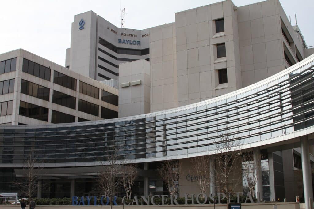 Baylor Cancer Hospital exterior view.
