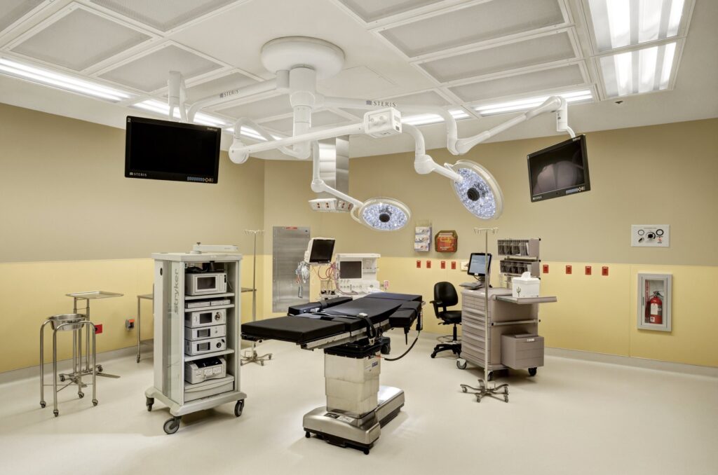 Modern hospital operating room interior.