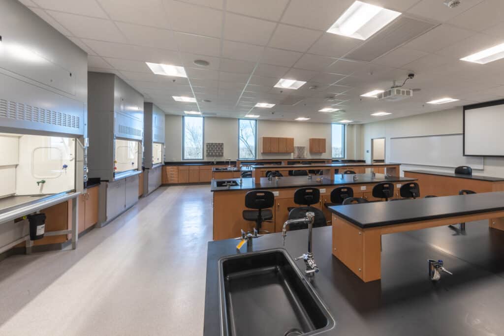 Modern chemistry laboratory interior with equipment